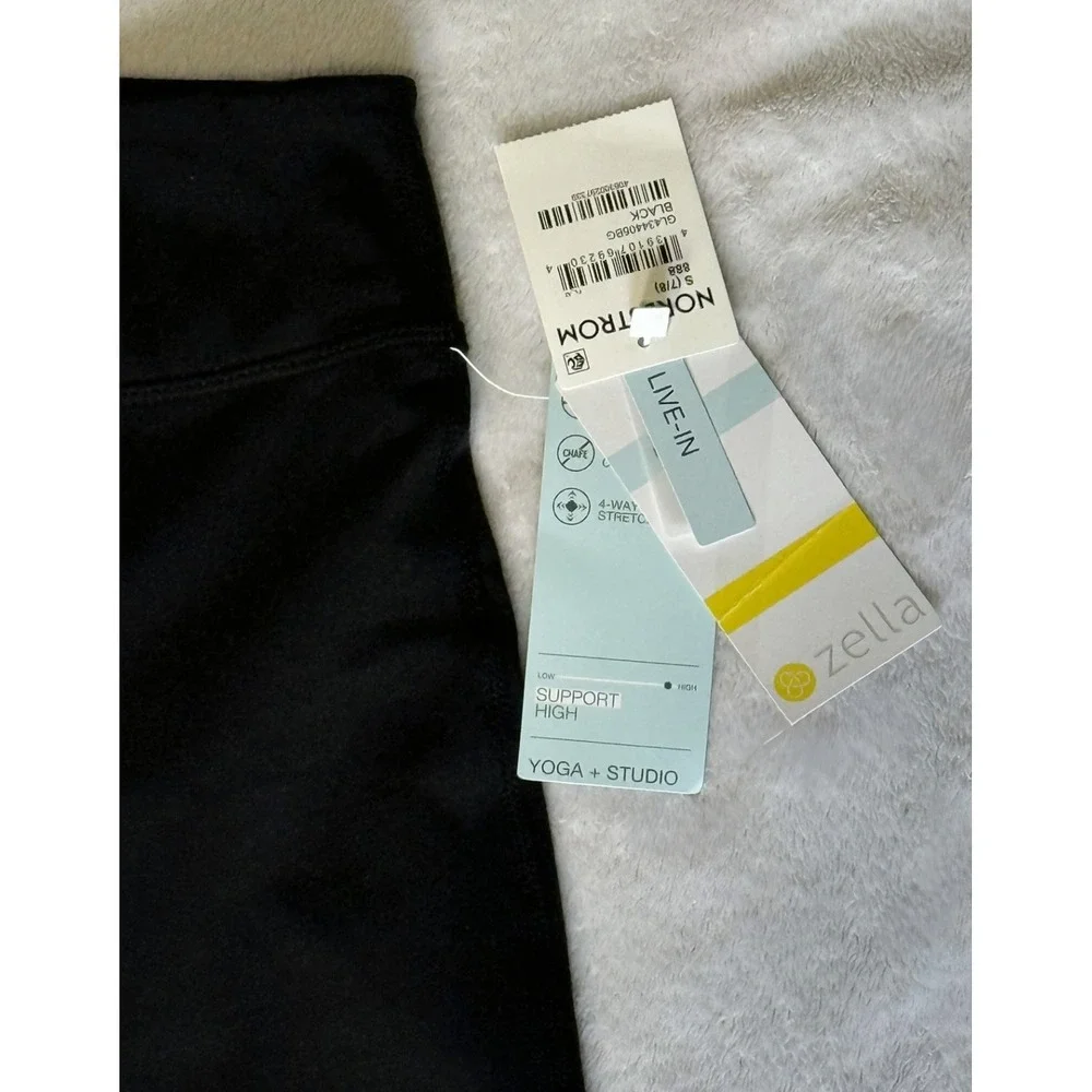Nordstrom Zella Girl's S 7/8 Black Yoga + Studio Stretchy High Support Leggings - Picture 2 of 4